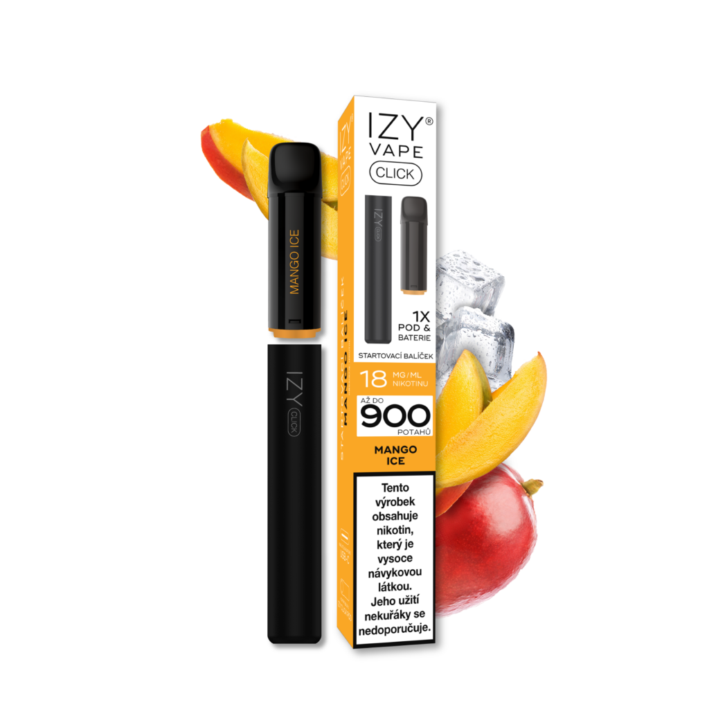 Levně IZY VAPE IZY CLICK 2ml Starter Kit Mango Ice 18mg Black 1bal